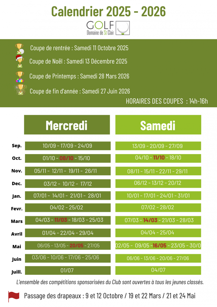Calendrier 2025 - 2026 PNG