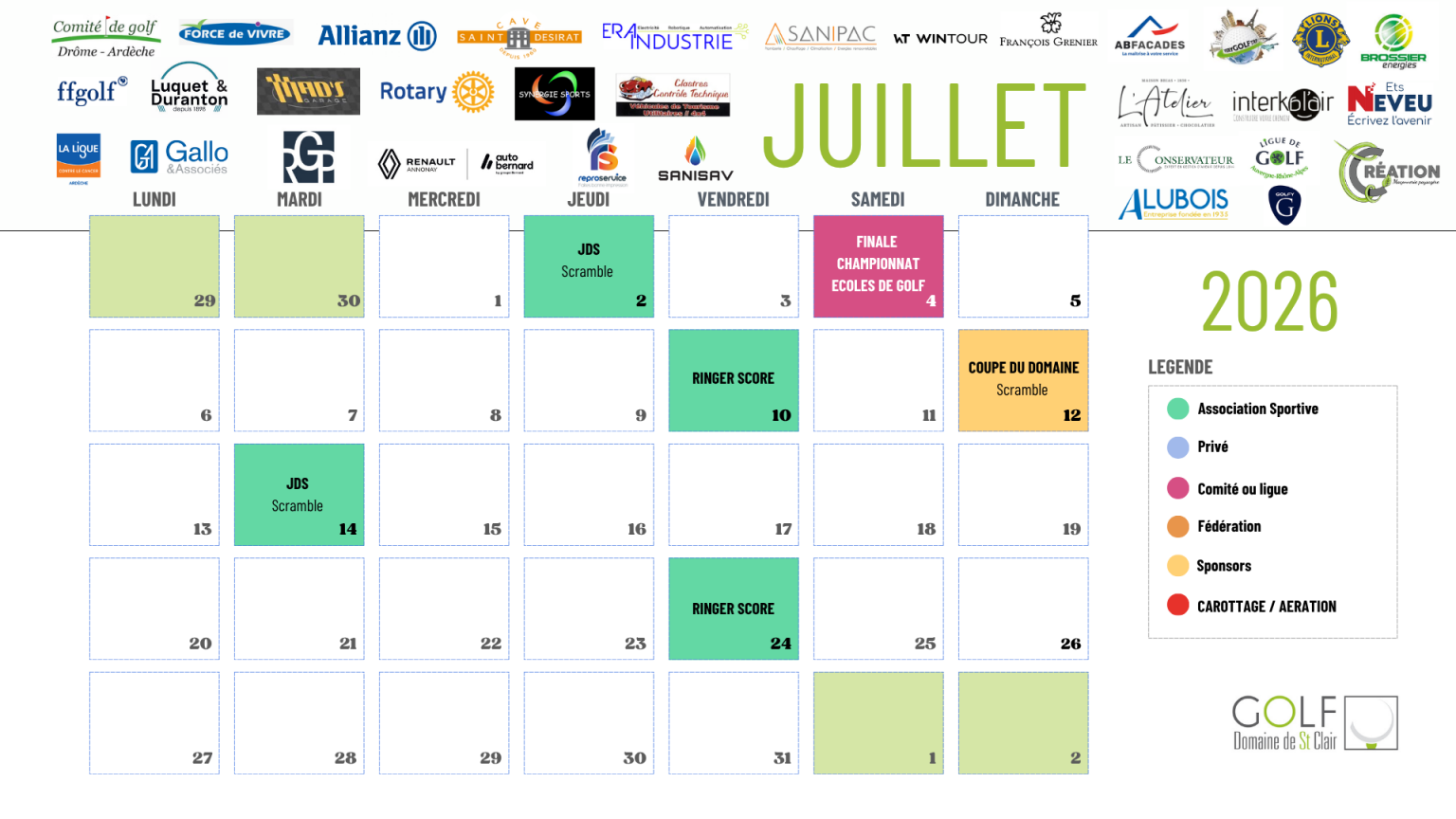 Calendrier compétitions 2026 (2)